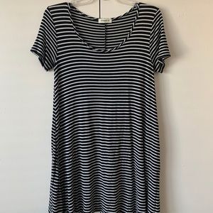 Black and white striped t-shirt dress